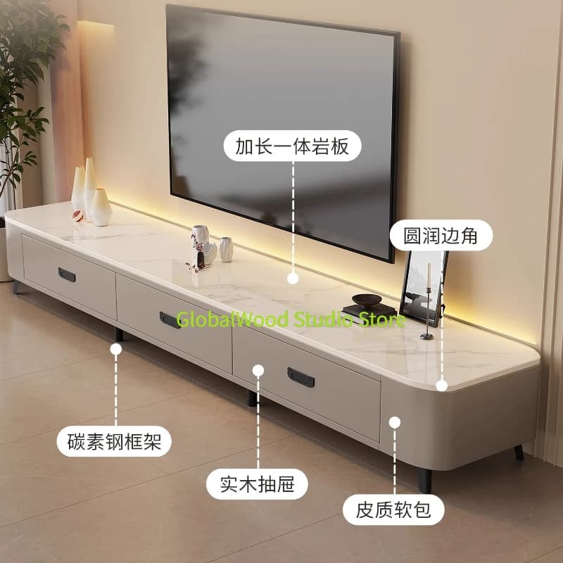 Aquarium TV cabinet 200 cm Living room wall for TV stands for a 75-inch TV table Monitor support LED lights Furniture for sofas