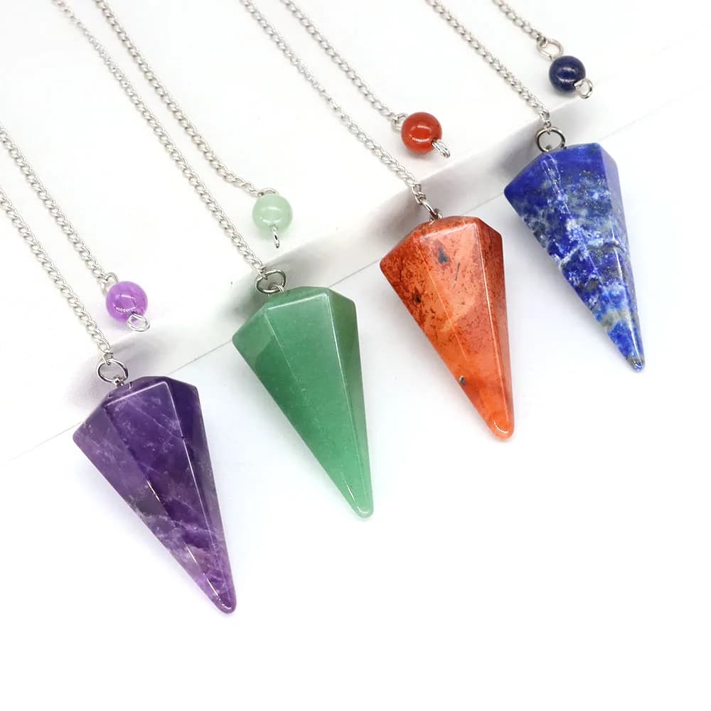 7 Chakra pendolo pietre naturali cristallo curativo per Wicca divinazione stregoneria rabdomanzia Reiki quarzo ciondoli gioielli all'ingrosso