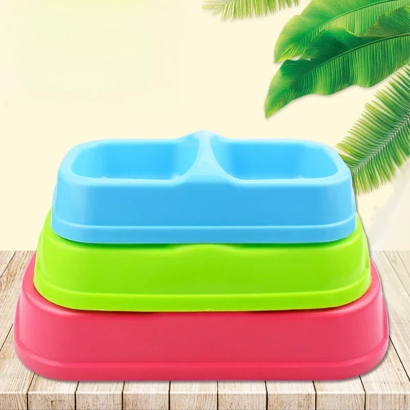 Ciotole doppie in plastica per cani di grandi dimensioni color caramello Alimentatore per acqua per alimenti per cani Accessori per l'alimentazione degli animali domestici
