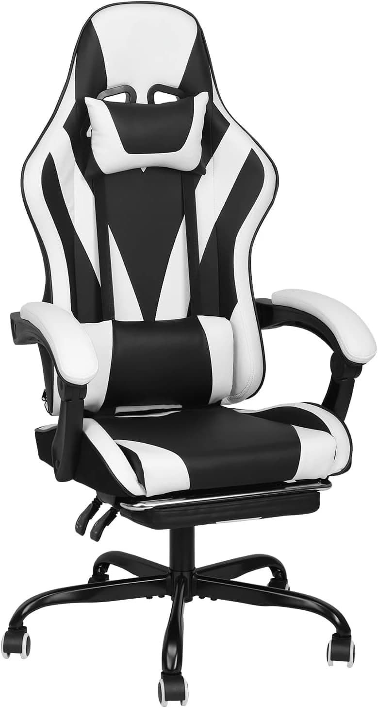 Sedia da Gaming con Braccioli e Poggiapiedi Collegati, Sedia da Gaming con Schienale Alto, Sedie da Ufficio