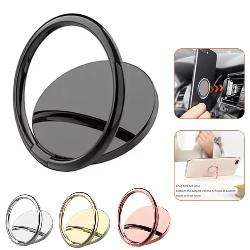 Metal Mobile Phone Finger Ring Holder Car Cell Phone Bracket Universal 360° Rotation Finger Ring Stand For iPhone Xiaomi Huawei