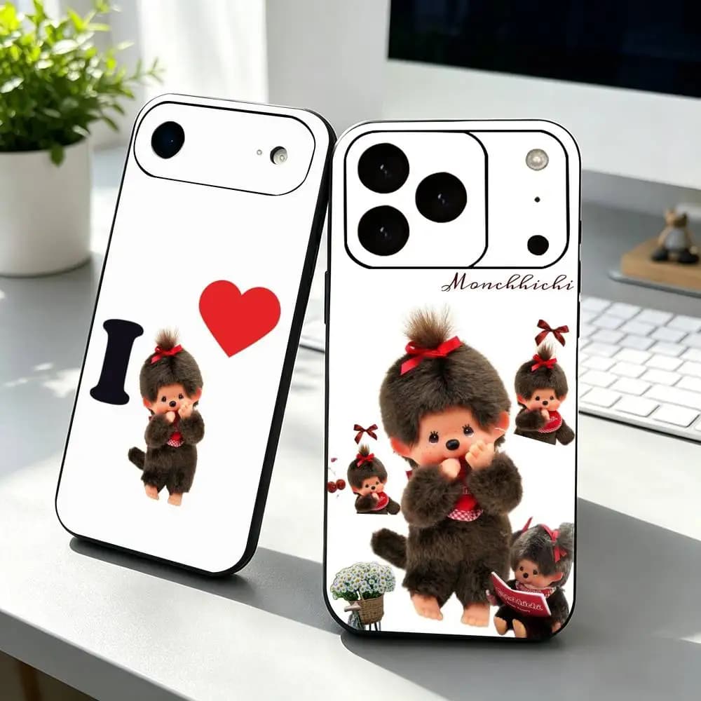 Japanese Lucky Toy M-Monchhichis Phone Case For iPhone 17, 16,15,14,13,12,11 Plus,Pro Max, Others Soft Black Cover