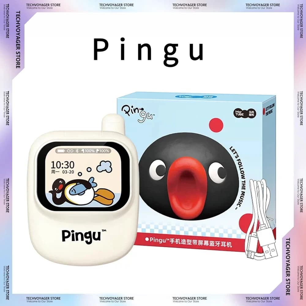 Martube Pingu Earphone Bluetooth Wireless In-ear Intelligent Noise Reduction With Screen Touch Screen Lovely Gift For Girlfriend