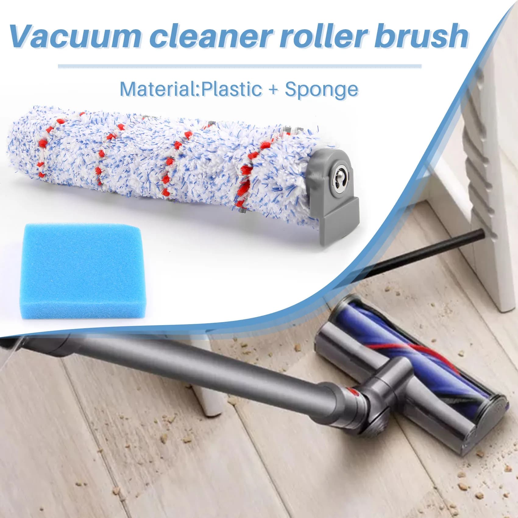 SLQZT Spare brush roller for wireless vacuum cleaner IFloor Wet Dry, 2 roller brush pack + 2 prefilter foam