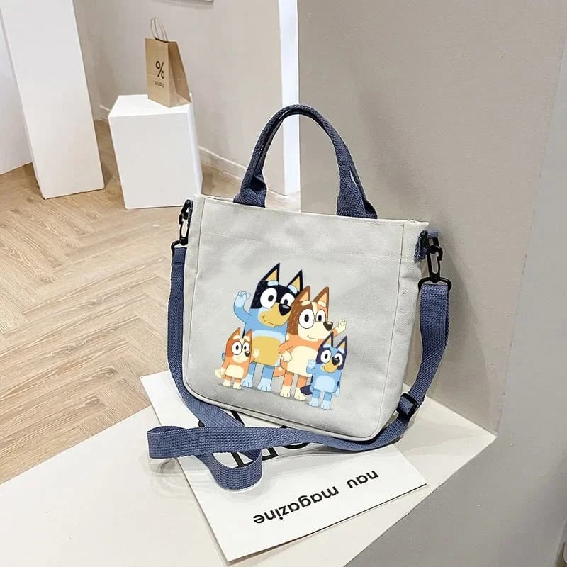 Nuova Borsa a Tracolla in Tela Versatile con Motivo Cartoon Bluey, Borsa Casual Multifunzionale, Borsa da Studente, Borsa a Mano, Regalo
