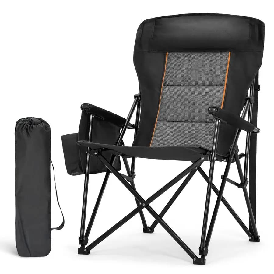 Sedie da campeggio CAMP oversize con schienale alto 29,52 pollici, sedia da giardino resistente con supporto fino a 227 kg, sedia pieghevole portatile con portabicchieri