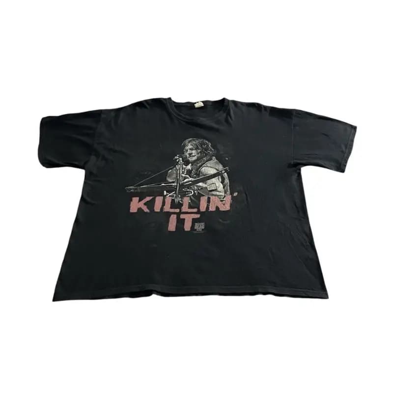 The Walking Dead 2014 Daryl Dixon Graphic Short Sleeve Black T Shirt Size 2XL