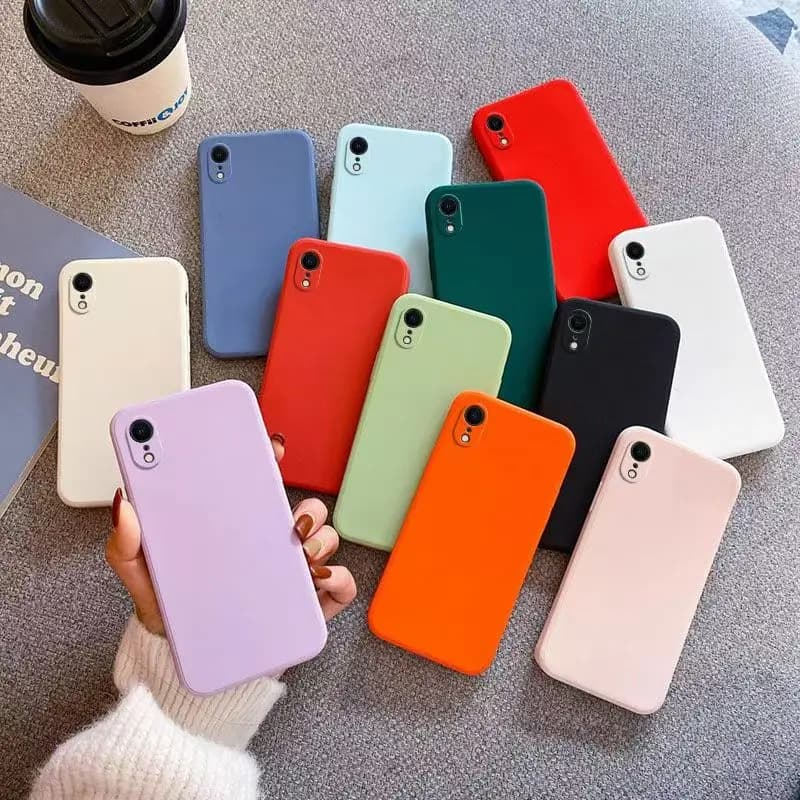Custodia per telefono in silicone liquido per iPhone XR X XS Max Cover base opaca Caqas