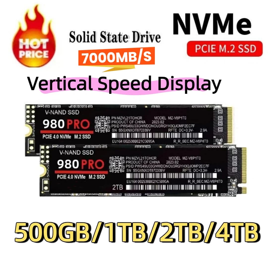 Original 980Pro 1TB 2TB 4TB NVMe M.2 SSD PCIe Gen4 X4 3D TLC NAND 7000MB/s Read Ultra‑Fast Storage For Laptop Desktop Gaming PC