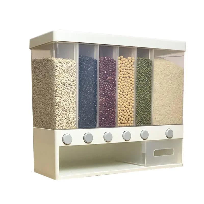 Dispenser per cereali a parete Scatola per la conservazione del riso sigillata Contenitore trasparente Barattolo per la conservazione degli alimenti secchi Scatola contenitore per organizer da cucina