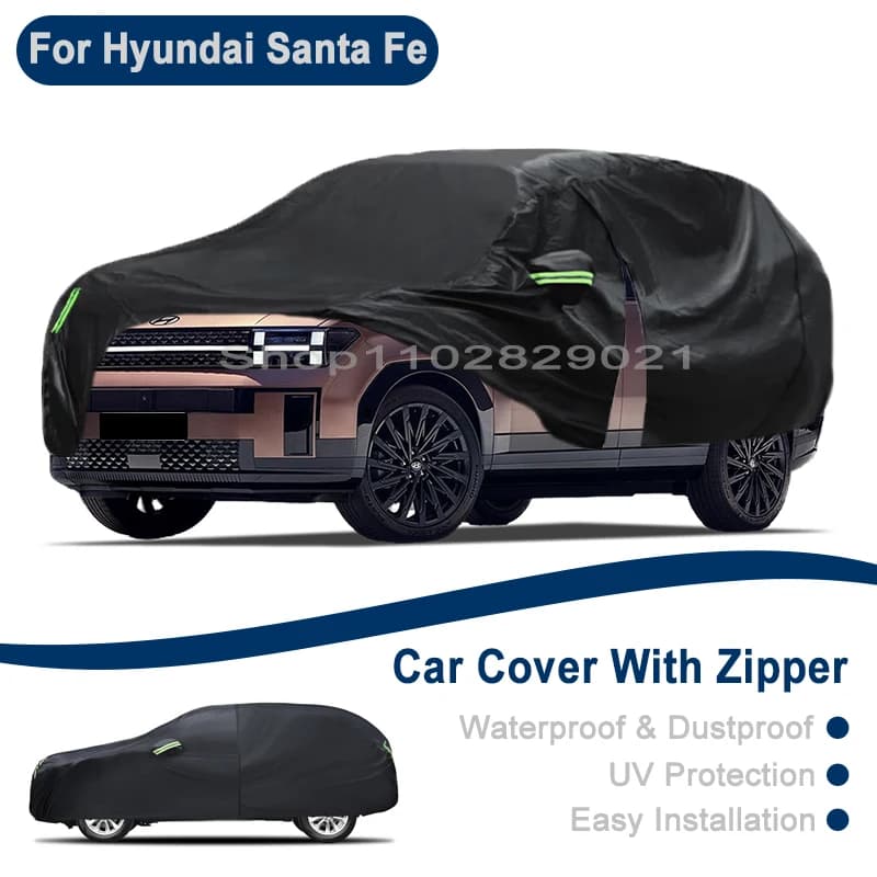 Copertura Completa per Auto da Esterno per Hyundai Santa Fe - Design con Cerniera Laterale, Impermeabile, Antipolvere, Protezione Solare