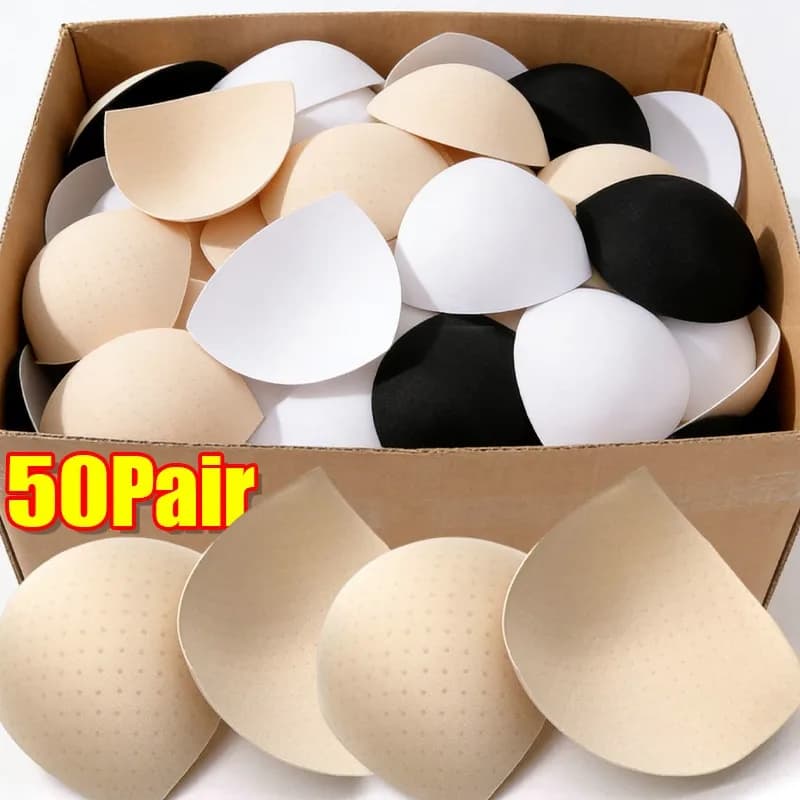 Removable Bra Pads Breathable Triangle Inserts Women's Comfort Sports Cups Bra Pad for BIkini Top Swimsuit Wholesale 50Pairs