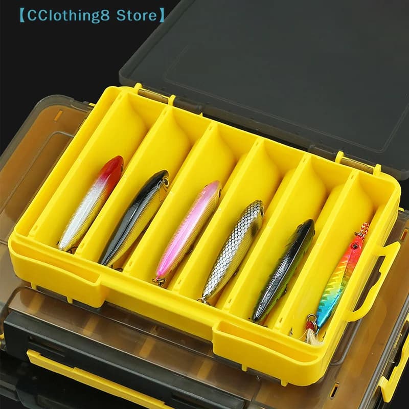 Scatole per esche da pesca a doppio lato, organizer per attrezzatura da pesca con 12 scomparti e 2 fibbie, custodia trasparente in plastica【AliS8】