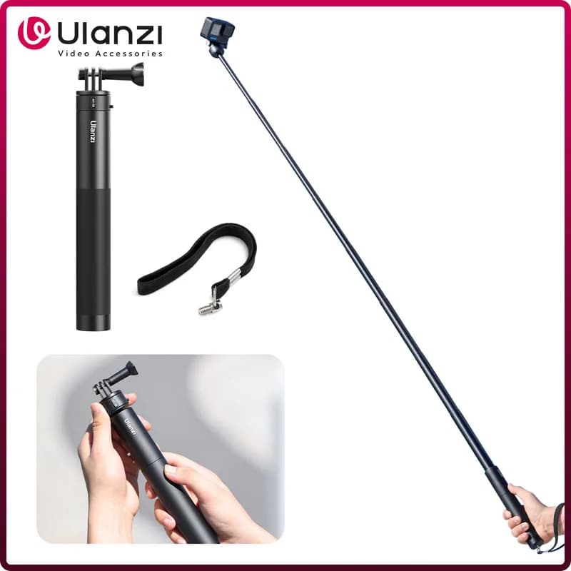 Ulanzi Go-Quick II 59 inches Selfie Stick Quick Deck Magnetic Gopro Support for Invisible Gopro Pole for Insta360 Action Camera
