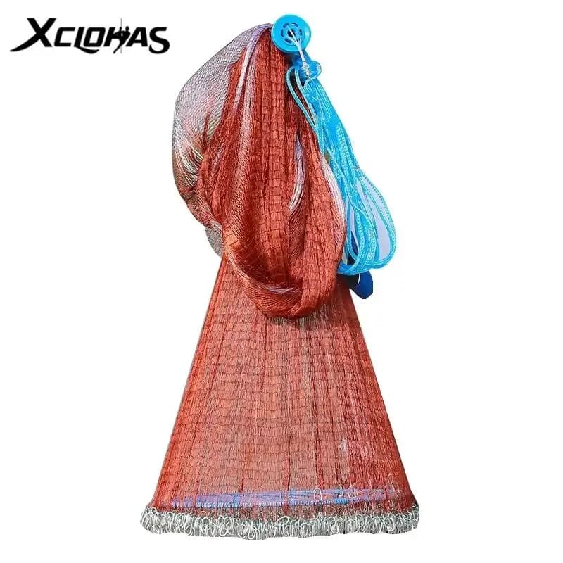 Upgraded Steel Chain Fishing Net Hand Cast Net Small Mesh Hole American Style Casting Nets Easy ThrowFishing Net Fishing Tools
