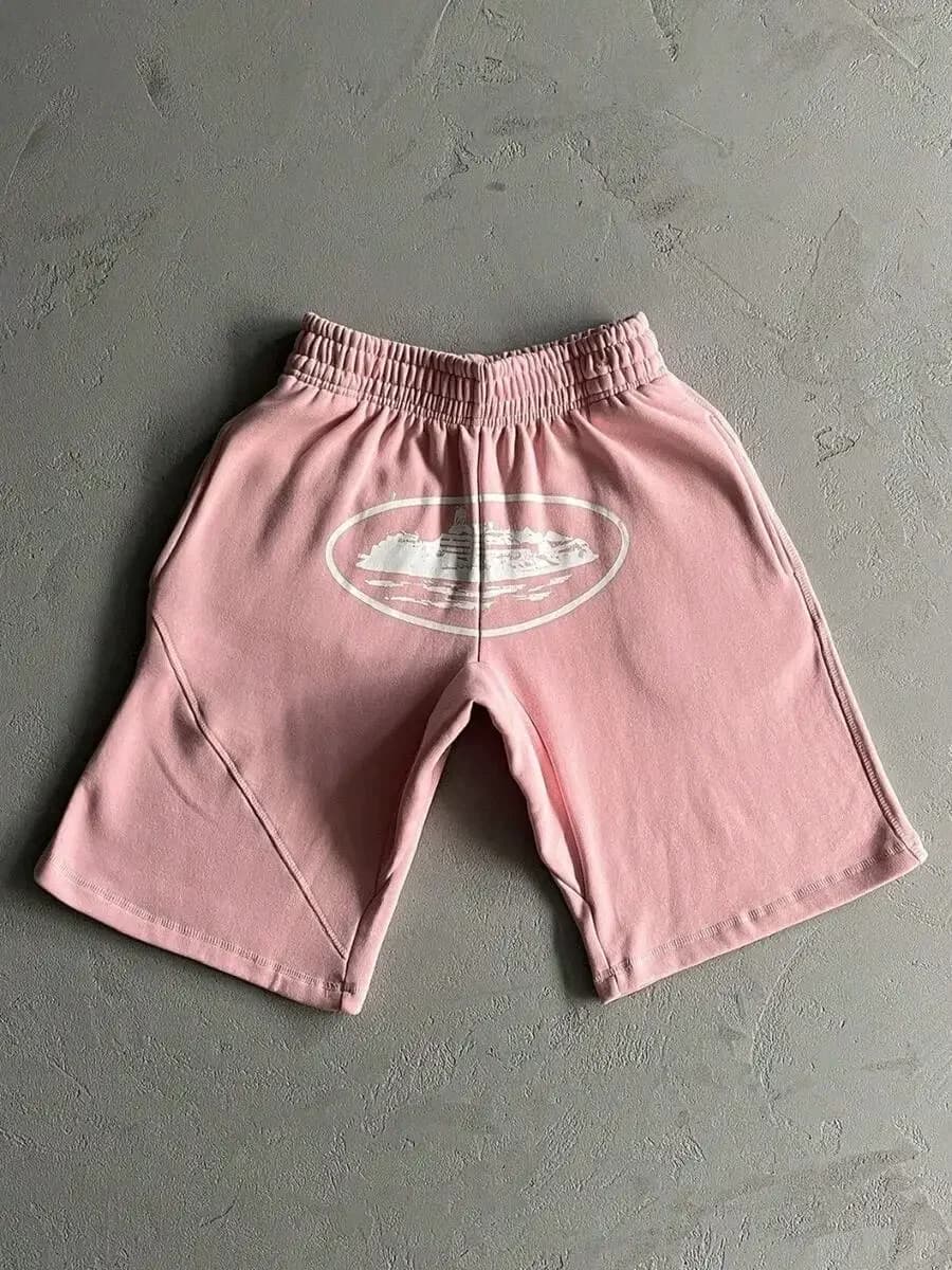 Mens Hip Hop Printed Knit Shorts Casual Oversized High Street Sweatpants Summer