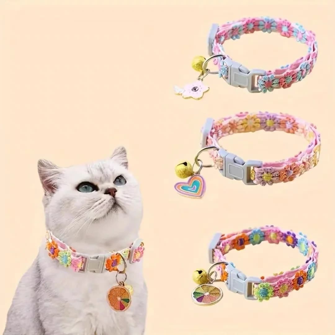 Collare per Animali Domestici con Campanello, Collare Colorato con Impronta di Cane/Gattino, Regolabile con Campanello di Sicurezza, Accessori per Animali