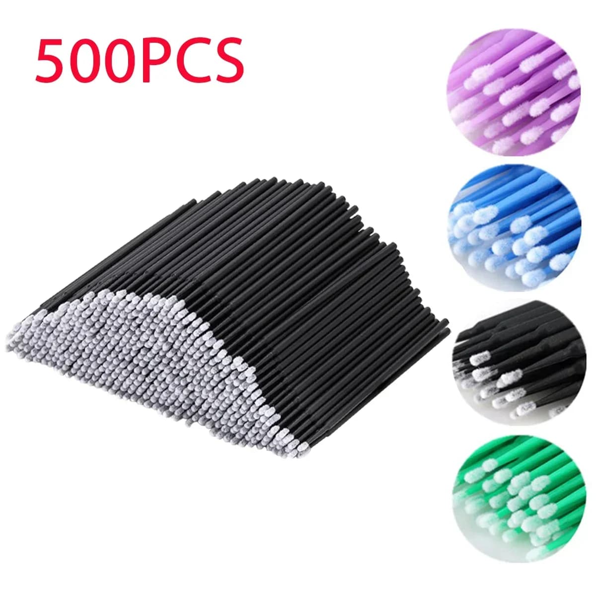 Crystal Eyelash Cleaning Brushes, Micro Eyelashes Brushes 500/1000 Pieces, Highly Colored Makeup Removal Tool, For Beauty, Wholesale