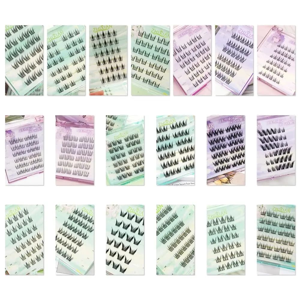 3D Finte Eyelashes with Gel Collar Strips, Multipli Styles for Manga, Soul, Cosplay, Nude Makeup