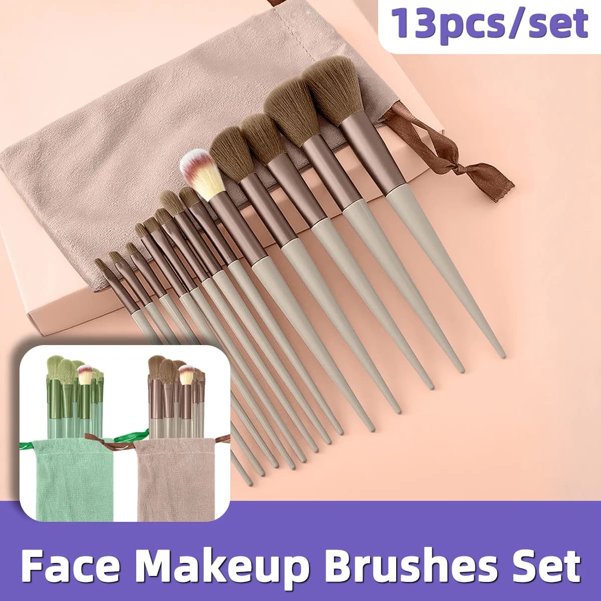 13PCS Soft Bristle Makeup Brushes Set Cosmetic Face Brush Kit for Foundation Powder Concealer Eyeshadow Blending Daily Makeup