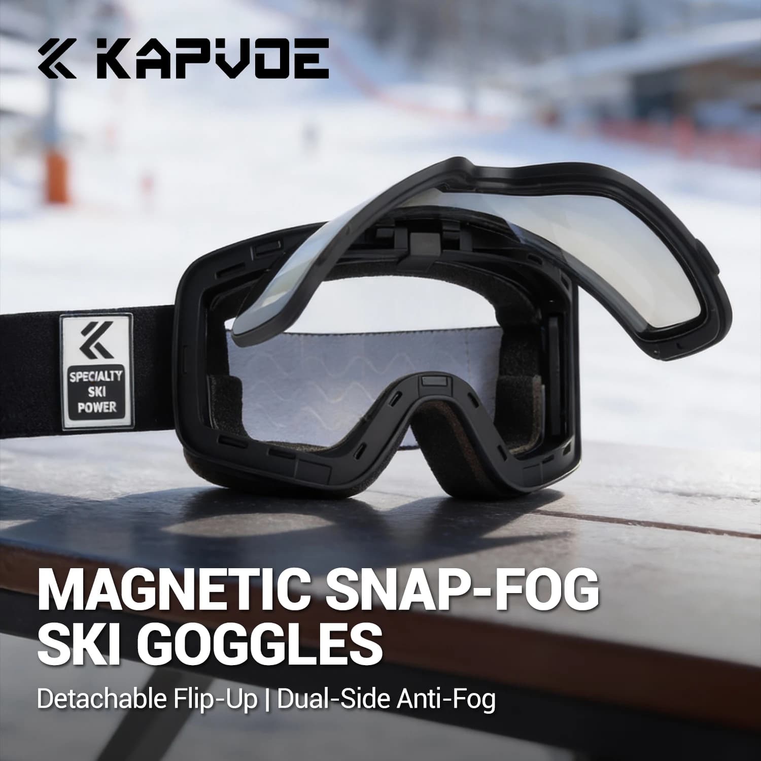Occhiali da Sci Kapvoe per Uomo e Donna, Lenti Antiappannamento Flip-up, Protezione UV400, Fotocromatici, Magnetici, Occhiali da Sole per Neve