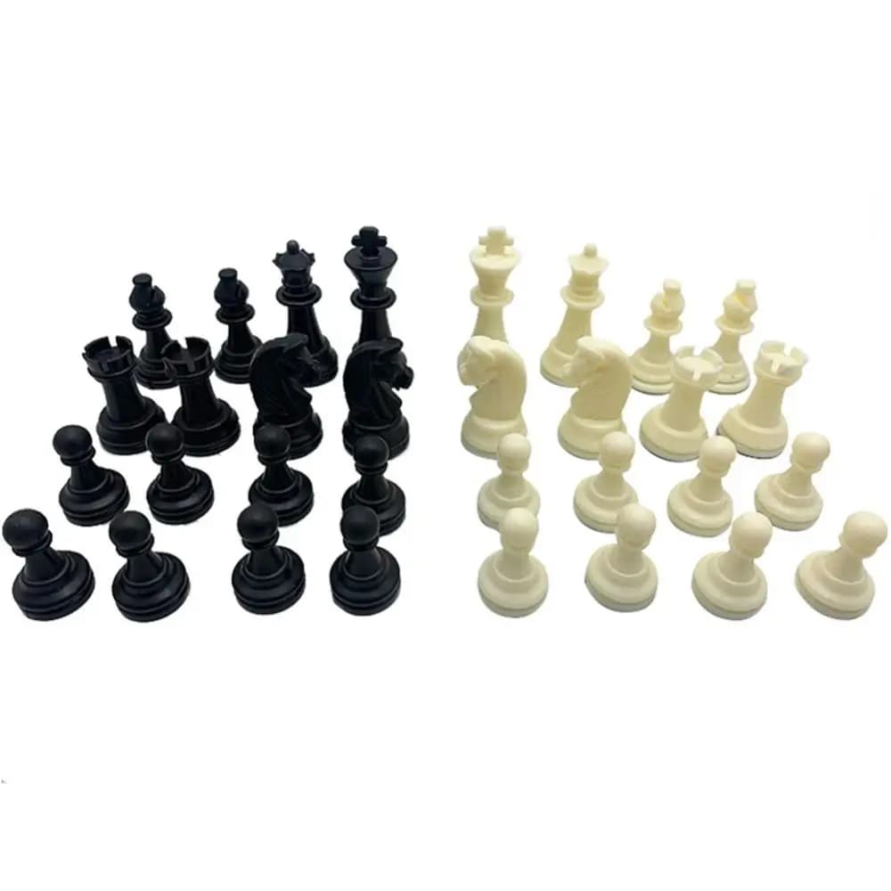 Set di Scacchi Internazionali Bianco e Nero da 32 Pezzi, Gioco Educativo Raffinato, Scacchiera Standard in Plastica