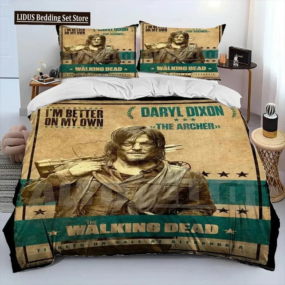 Horror TV The Walking Dead Lincoln Set biancheria da letto trapuntato, set copripiumino copripiumino federa, set biancheria da letto king queen size