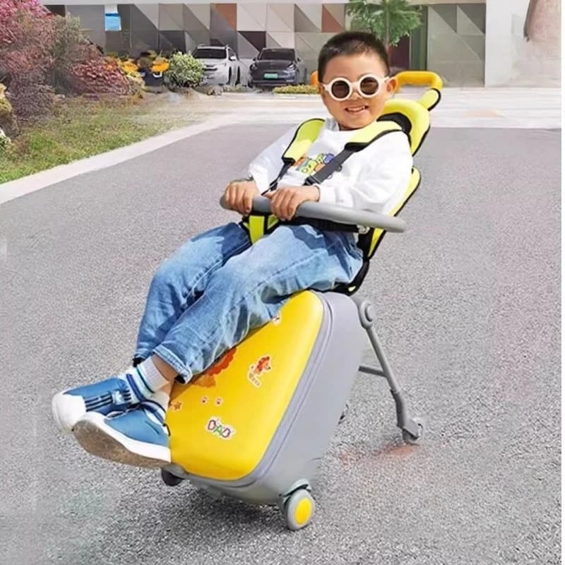 Valigia per Bambini con Passeggino Staccabile, Trolley da Viaggio Pieghevole da 20 Pollici con Seduta per Bambini