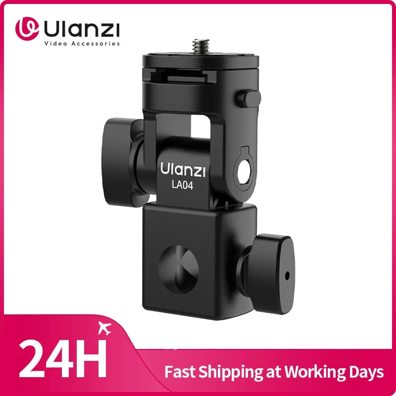 U U lanzi LA04 Adattatore per supporto per luce Adattatore ad angolo regolabile per supporto per luce standard per clip per telefono con luce di riempimento per fotocamera