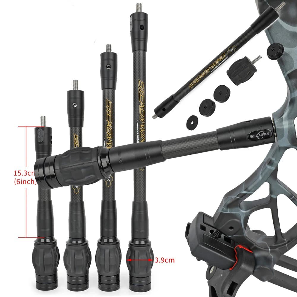 Bersaglio smorzatore silenziatore con barra di bilanciamento in carbonio per stabilizzatore per arco composto per tiro con l'arco