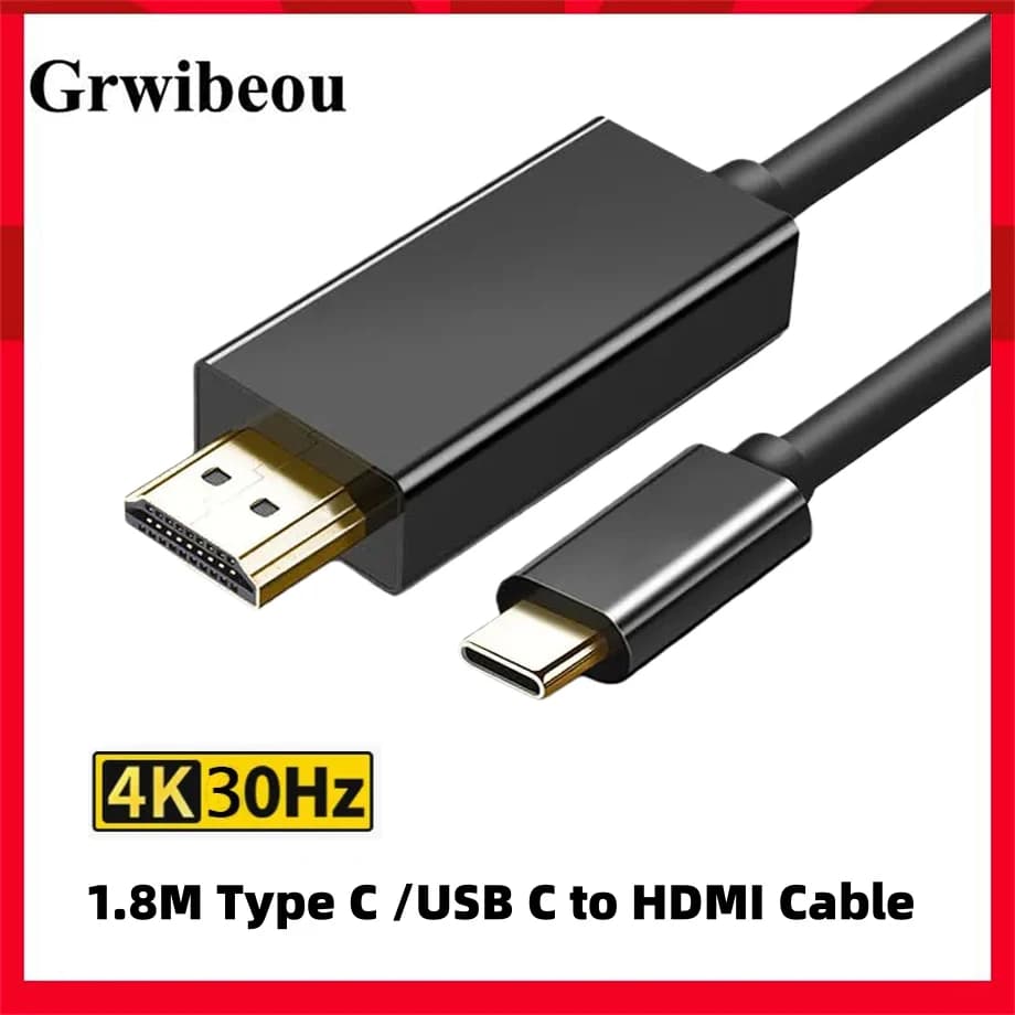 USB C Adapter Cable to HDMI 4K 30Hz from 1.8M, HDTV Converter for iPhone 15, MacBook Air, iPad, Samsung