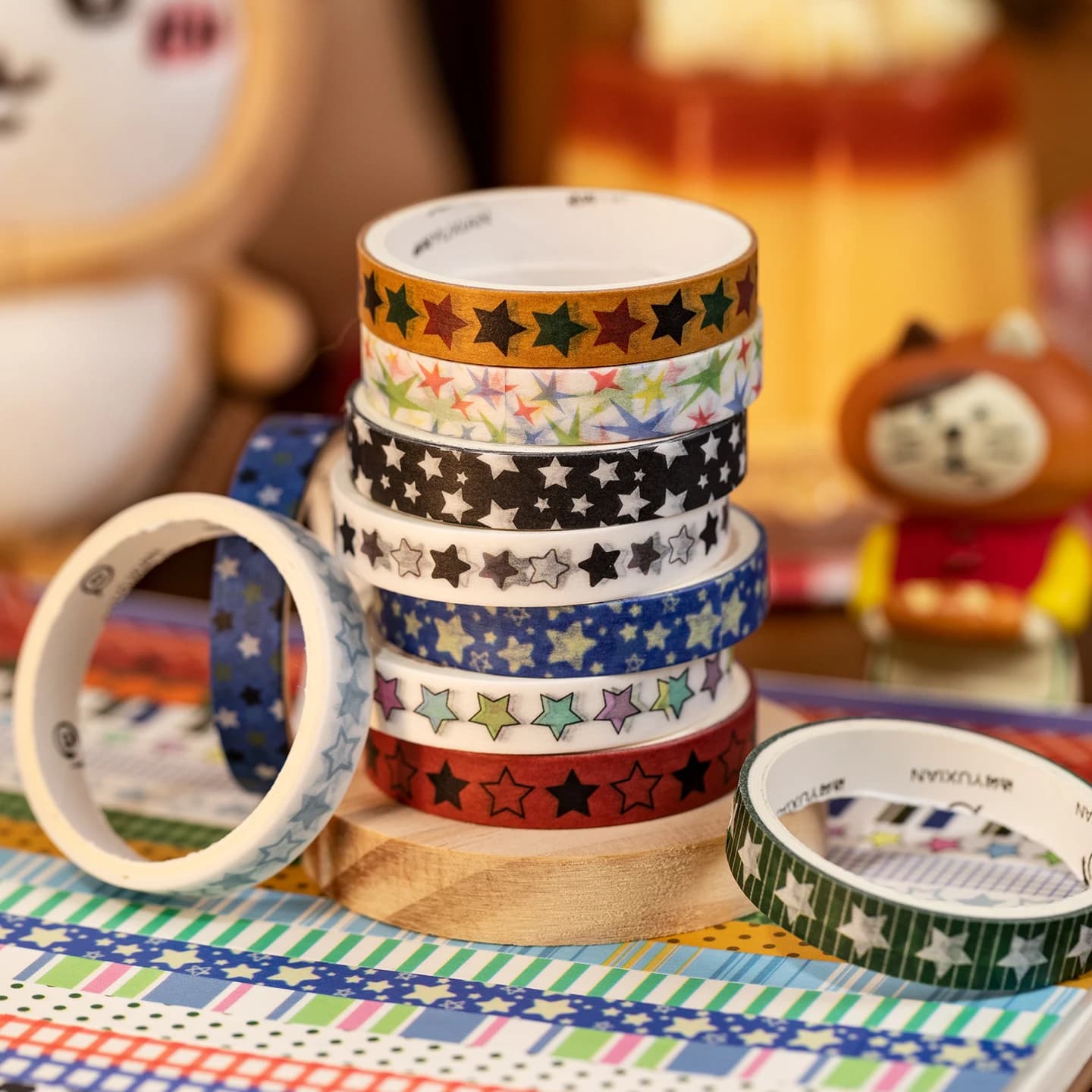 Mr.Paper 10Rolls/Box, 20Rolls Basic Washi Tape Set Vintage Star Strip Tape DIY Decor for Journal Scrapbook Collage