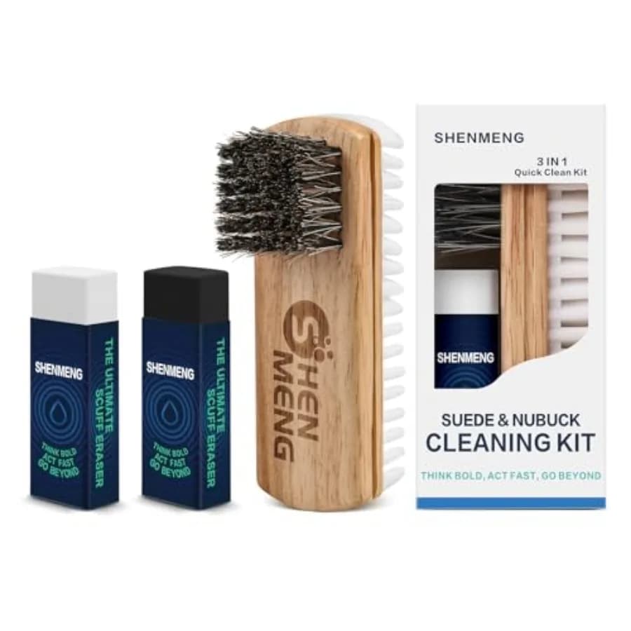 Suede and Nubuck Cleaner Kit, 2-in-1 Suede Brush and Horsehair Brush, White/Black Cleaning Eraser Block - Eliminate Stains, Rem