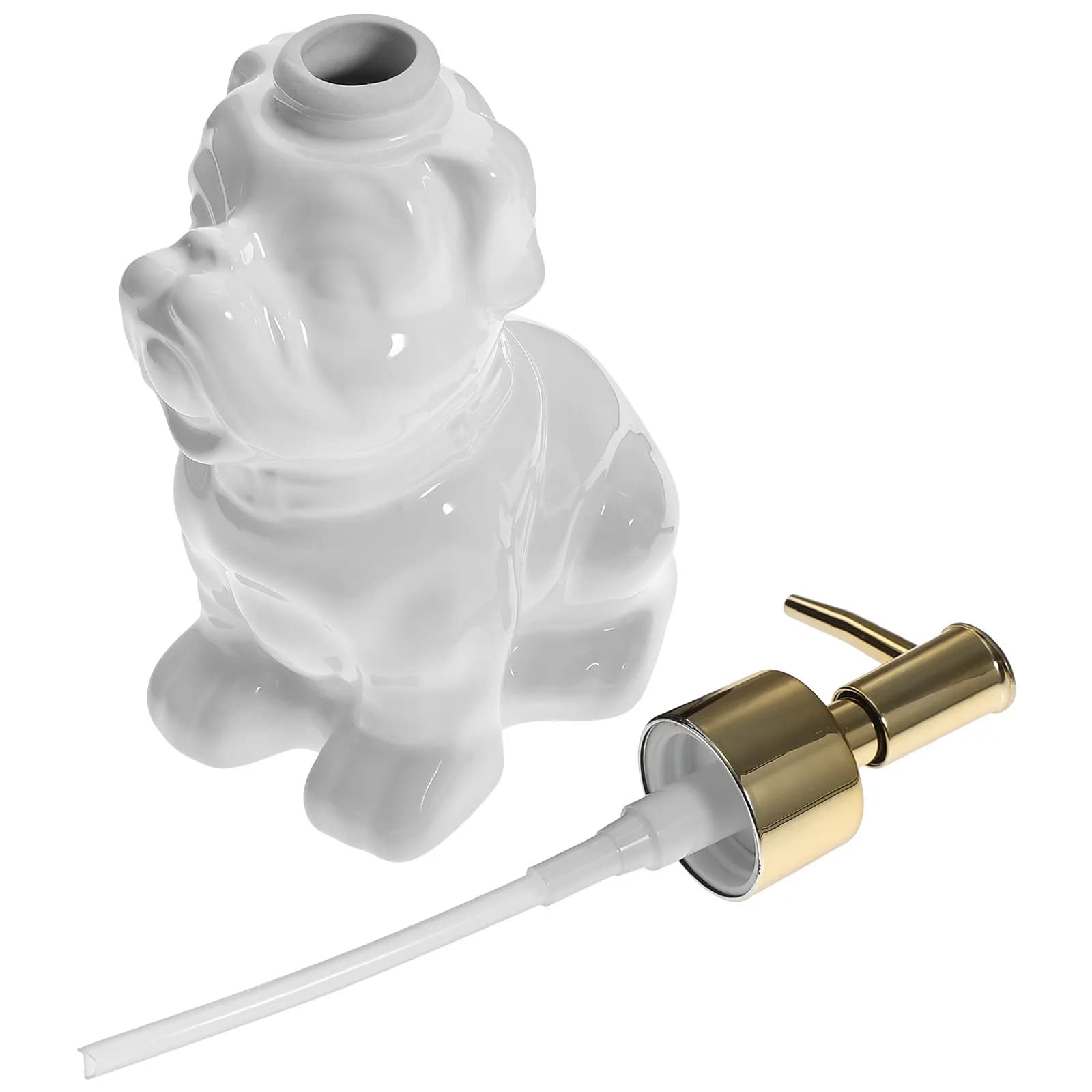 Dispenser di Sapone in Ceramica a Forma di Cane, Ricaricabile con Pompa a Pressione, per Sapone Mani, Shampoo, Bagnoschiuma, Detergente Viso, Lozione, Decorazione Bagno