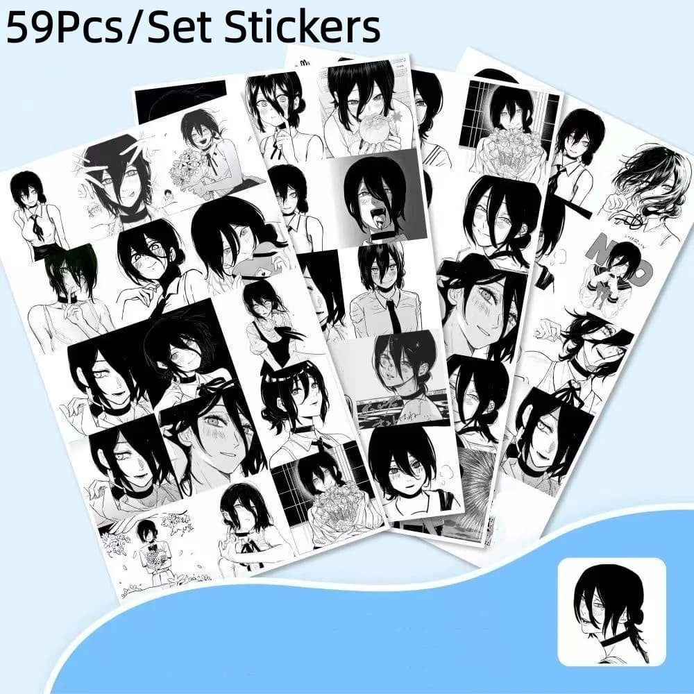 59 pezzi Reze Anime adesivi tazza d'acqua custodia per telefono computer skateboard notebook decalcomanie autoadesive impermeabili fai da te