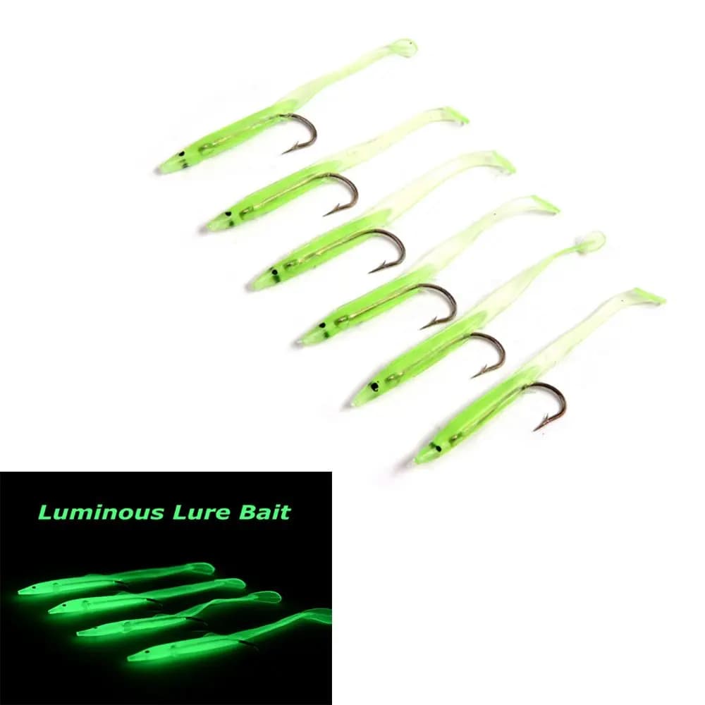 10 pz/borsa 6.8cm/5.6cm esca per anguilla di pesce esche morbide luminose con amo esca da pesca piccola esca artificiale per anguilla di pesce