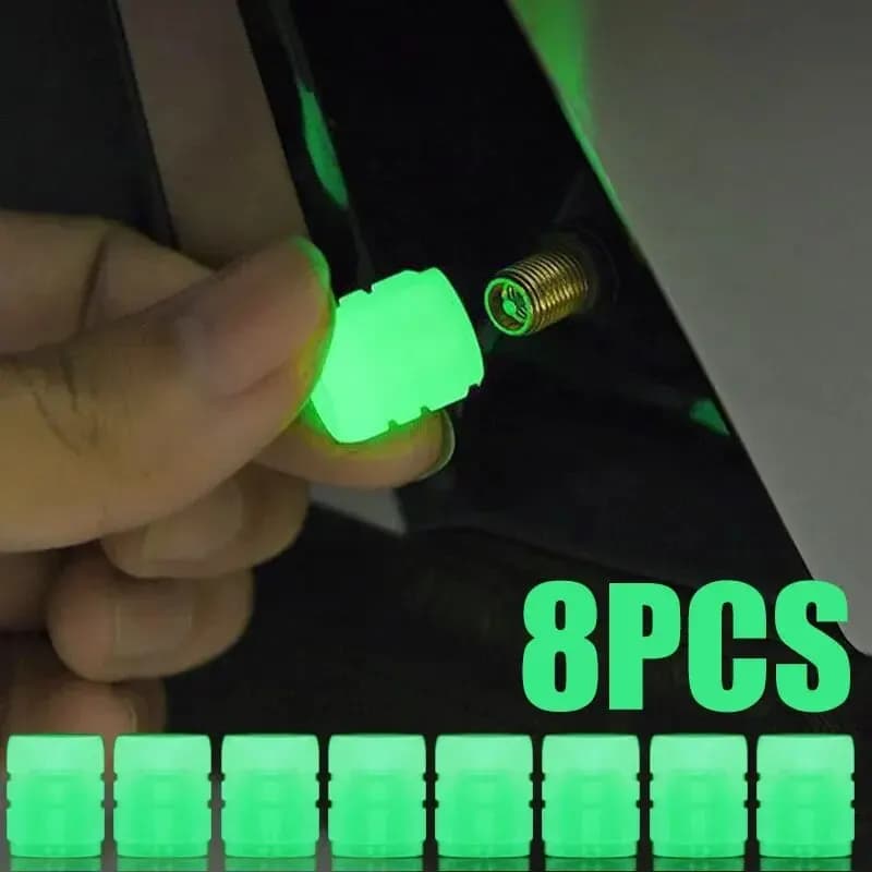 8PCS Valvola luminosa Moto Bicicletta Bici Ruota per auto Coprimozzo per pneumatici Fluorescente Notte GlowingLuminous Tappi stelo valvola Decor