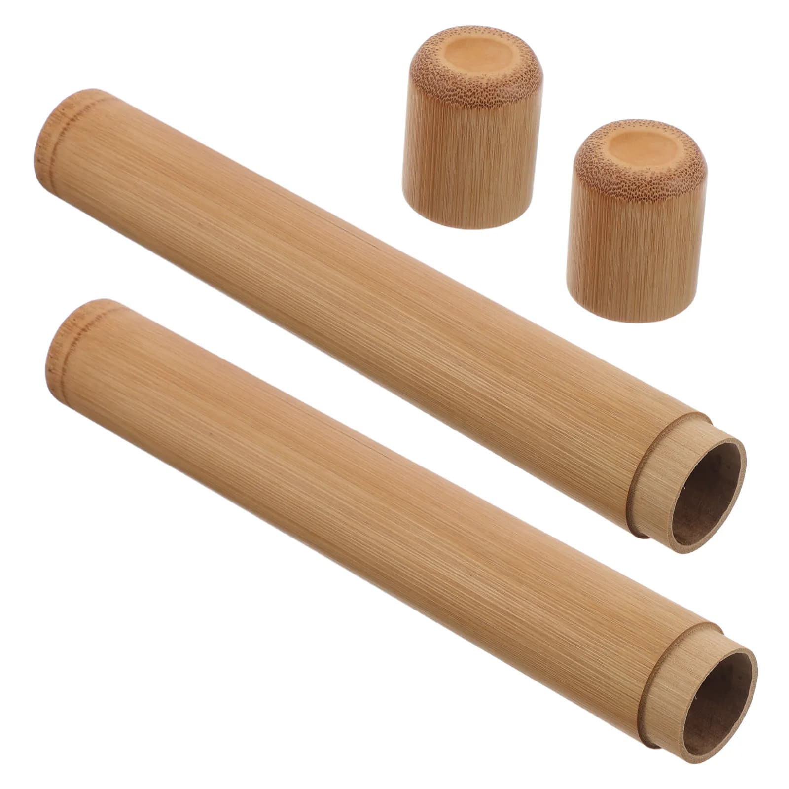2Pcs Eco Friendly Bamboo Toothbrush Holder Round Portable Case for Travel Home Gym Bag Storage Prevents Bristle Deformation