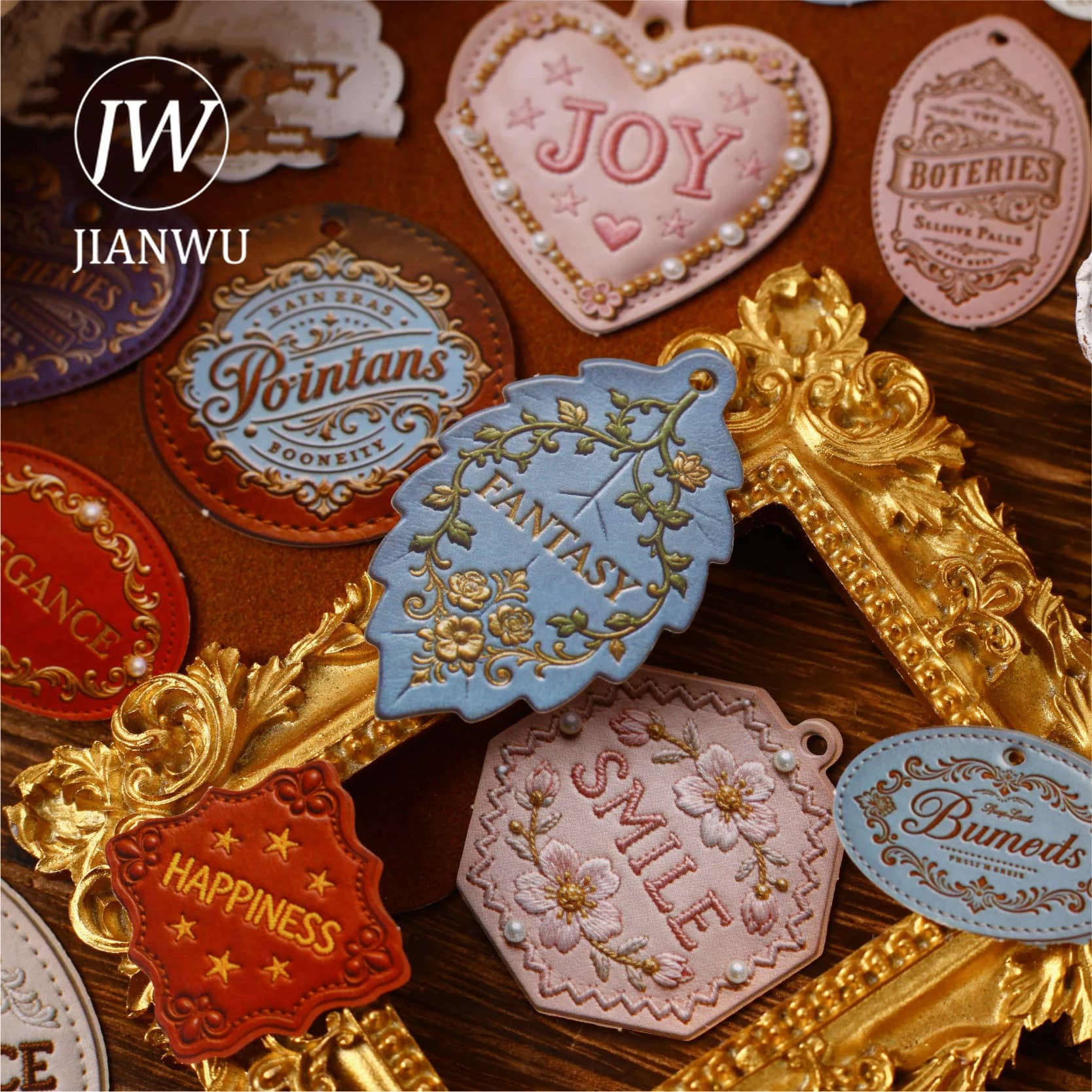 JIANWU Textured Leather Series Vintage Cowhide Text Landscape Material Collage Scrapbooking Sticker Creative Journal Stationery
