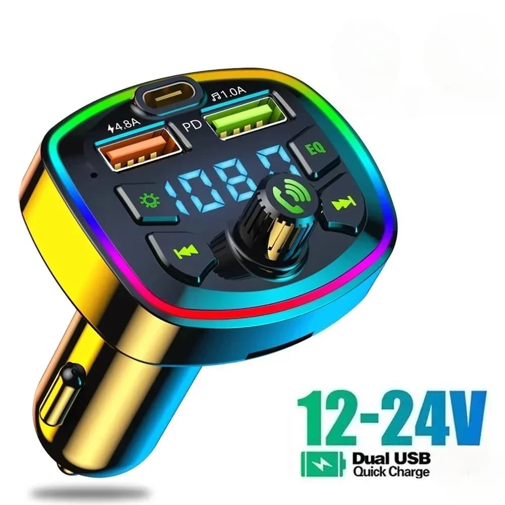 Bluetooth FM Transmitter for Car Q7: Dual USB charging PD, calls in speaker and Mp3 (3,1 A)