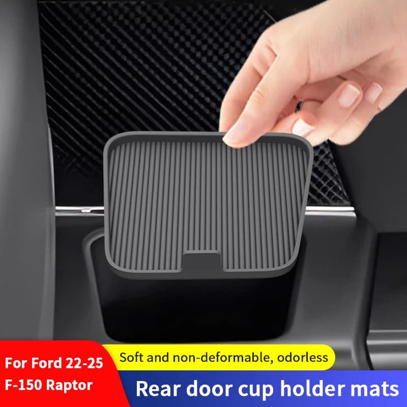 QHCP Porta Posteriore Dell'automobile Slot Tazza di Acqua Zerbino TPE Fila Posteriore Portabicchieri di Acqua Zerbino antiscivolo Per Ford F150 Raptor 22-25 Accessorio Interno