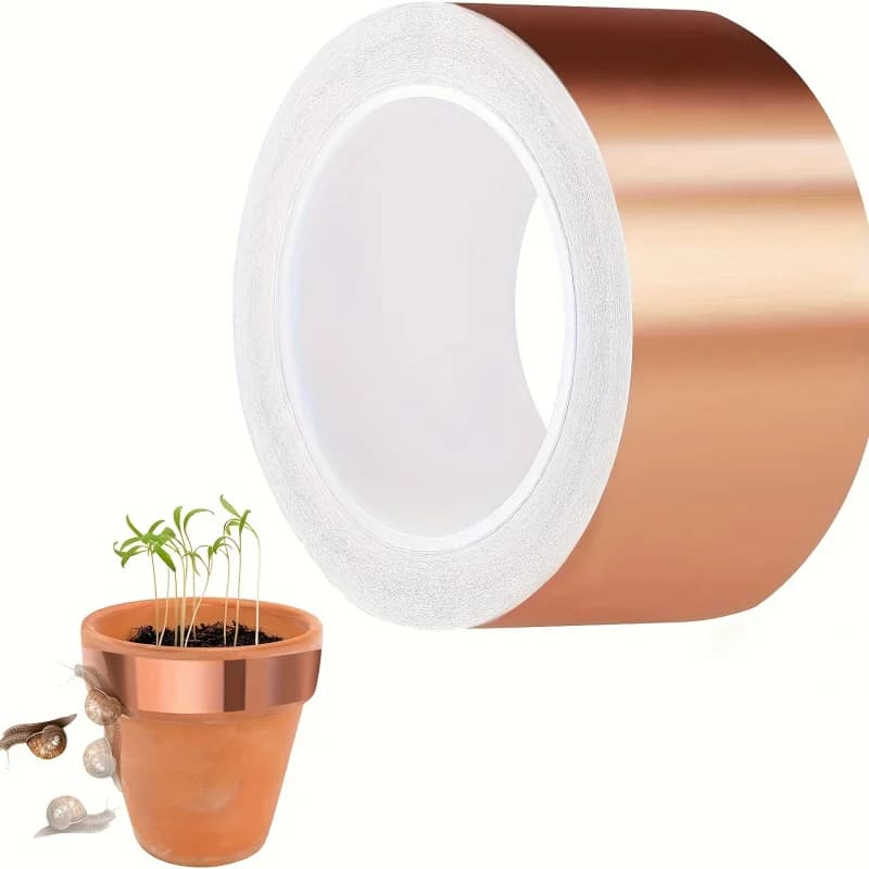 Nastro repellente per lumache e lumache in lamina di rame | Controllo dei parassiti da giardino autoadesivo, conduttivo e resistente alle alte temperature (rotolo da 20 m)
