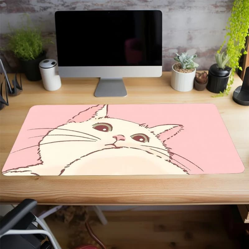 1pc Anime Cute Cat Gaming Mouse Pad Multi-dimensione antiscivolo Bordo cucito Tastiera del computer Tappetino da scrivania per ufficio e regalo