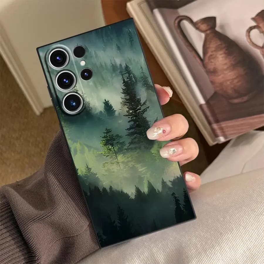 Custodia Forest Mist per Samsung Galaxy S26 Ultra S20 Ultra S21 FE S24 Note 20 8 9 10 S25 Plus S23 S10 S9 Cover per Telefono