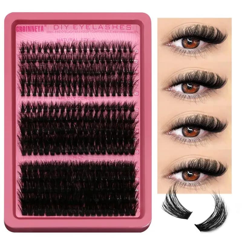 Cluster Lashes Kit Individual Lashes Volume Mixed Tray 3D Faux Mink Lashes Wispy Eyelash Extension DIY Makeup False Eyelashes