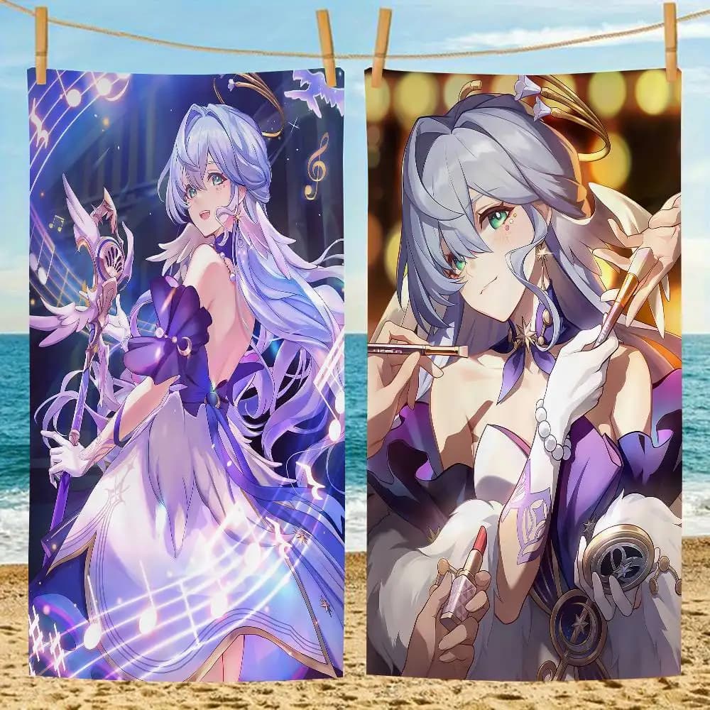 Game Honkai Star Rail ROBIN Big Microfiber Beach Towels Quick Dry Towel Sand Beach Towels Pool Towel for Travel Swim Pool Yoga