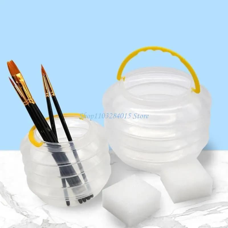 R6FF Collapsible Brush Washer Washing Bucket Brush Holder Round Paint Brush Washing Bucket for Watercolor Oil Painting