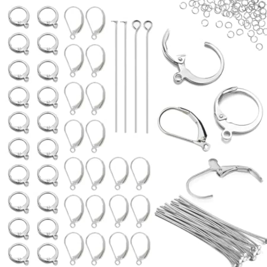 180Pcs No Tarnish Leverback Hooks and Pins for Earring Making, Hypoallergenic Stainless Steel Jewerly Findings Supplies, Plated