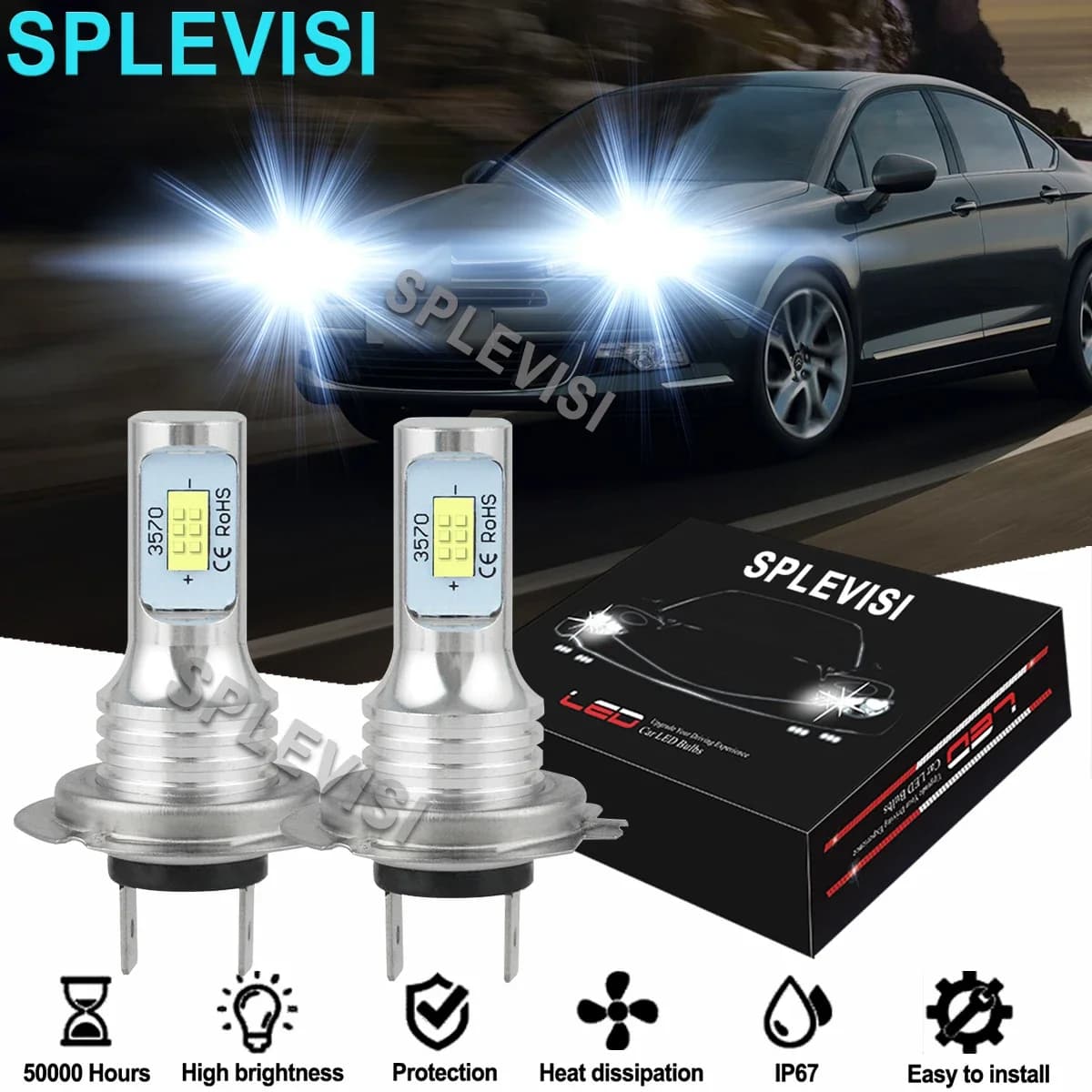 2x LED Headlight lampadine anabbaglianti 6000K bianco per Citroen DS4 2011-2015 Citroen C3 MK1 2002-2010 Citroen C4 Picasso 2013-on