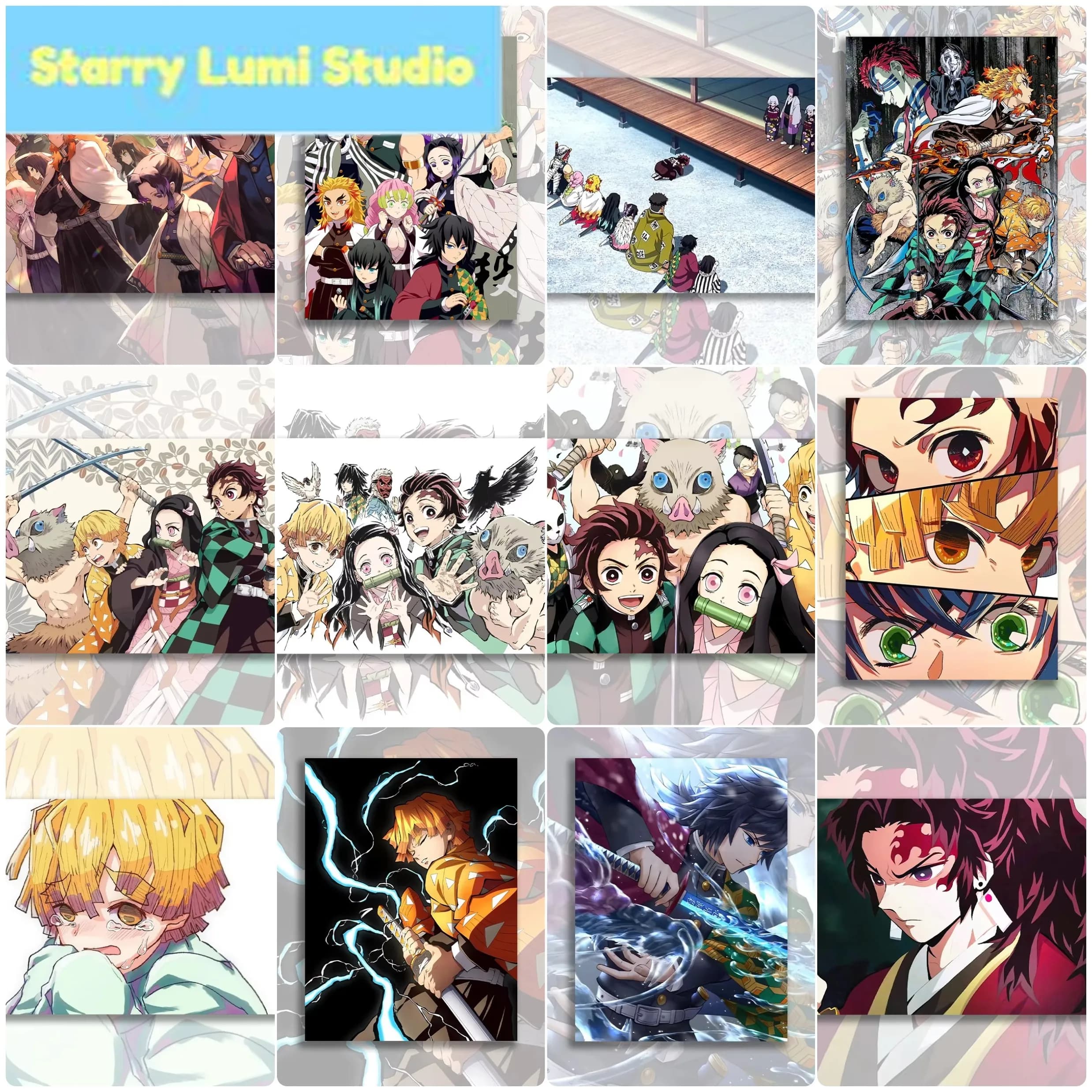 Popolare Anime Giapponese Demon Slayer, Pittura Diamantata 5D Fai-da-Te Rotonda/Quadrata, Mosaico Artistico per Decorazione Casa e Regalo